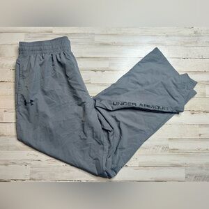 Under Armour Windbreaker Pants Men’s XL Gray Mesh Lined Zipper Pockets Track